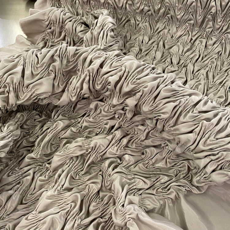 Chevron Wave Smocked Shirred Satin - Gainsboro Grey