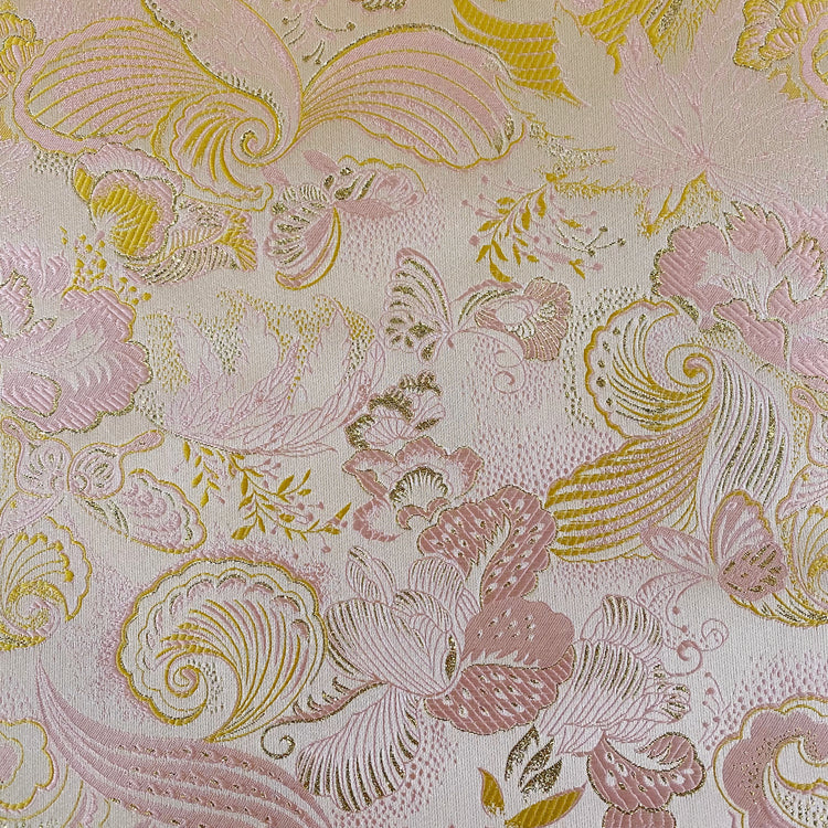 Floral Art Nouveau Jacquard - Metallic - Yellow/Pale Pink