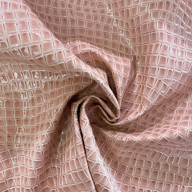 Patent Crocodile Faux Leather - Large Pattern - Light Coral