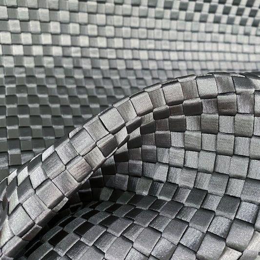 Satin Steel Checkerboard Basket Weave - Silver