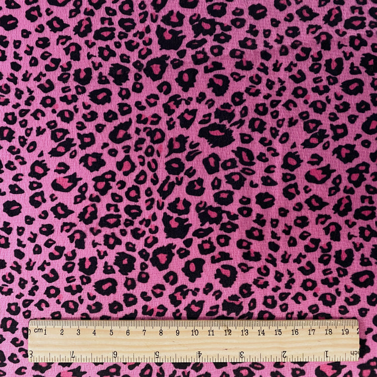 Leopard Print Velour - Hot Pink/ Black
