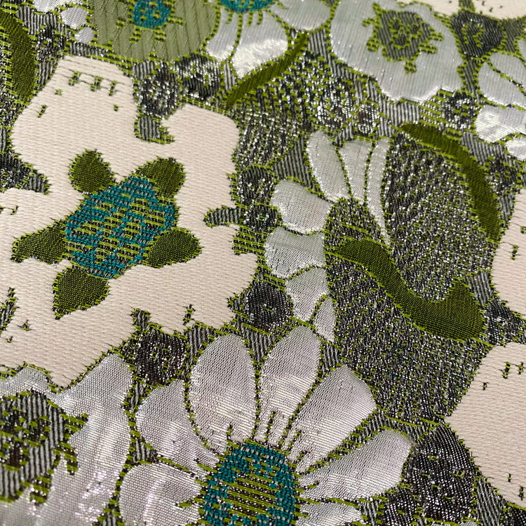 Floral Pop Nouveau Cotton/Poly Brocade - Ivory/Olive