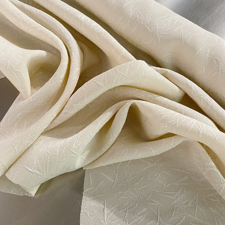 Bamboo Leaves Crepe Textured Cloqué - Ivory