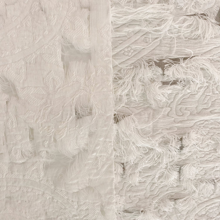 Chenille Cotton Fringe Tapestry Jacquard - White