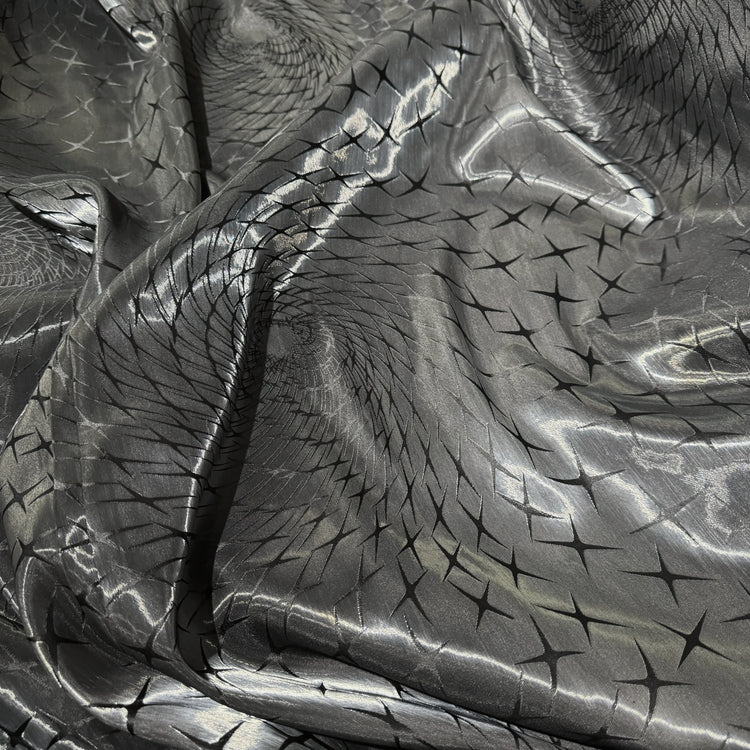 Spiral Stars Crystal Satin - Gunmetal / Black