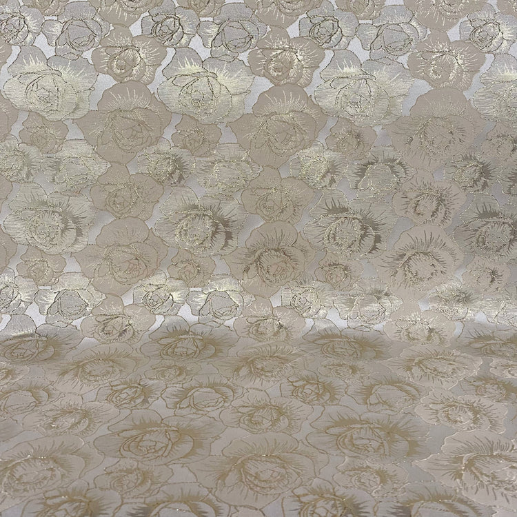 Raised Edge Rose Brocade - Metallic - Gold/Ivory