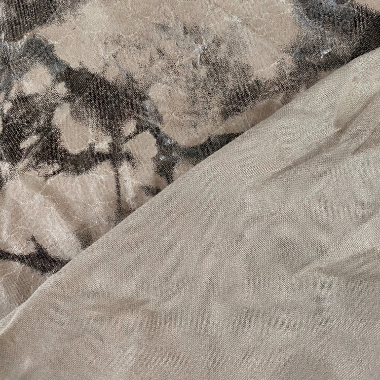 Foiled Acid Wash Print Faux Suede Knit - Tan/Black Oxide