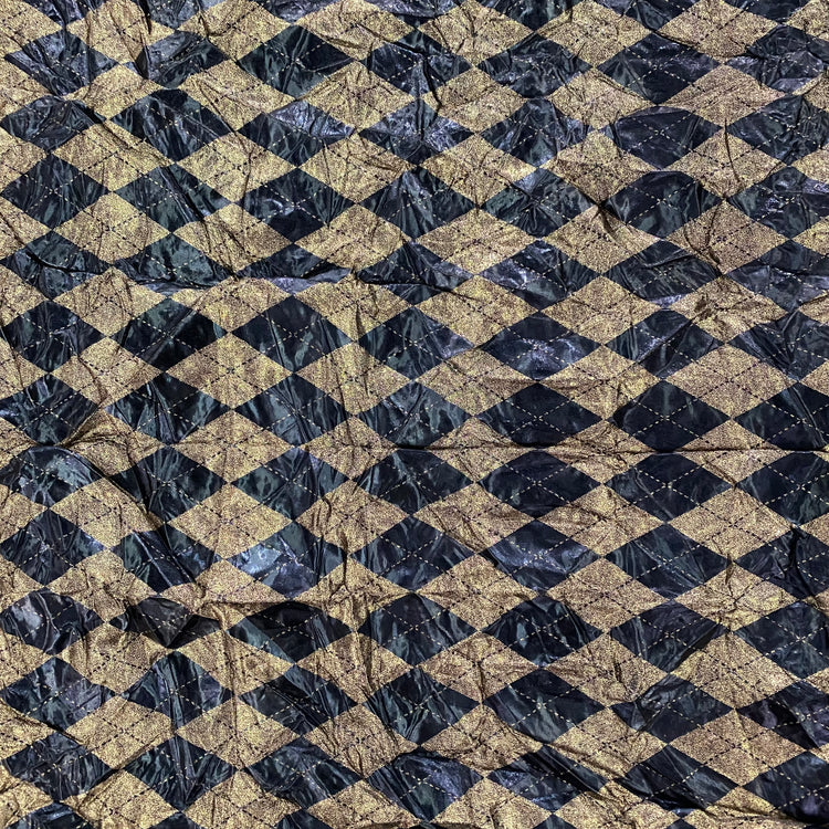 Metallic Foil Harlequin Argyle - Black / Gold