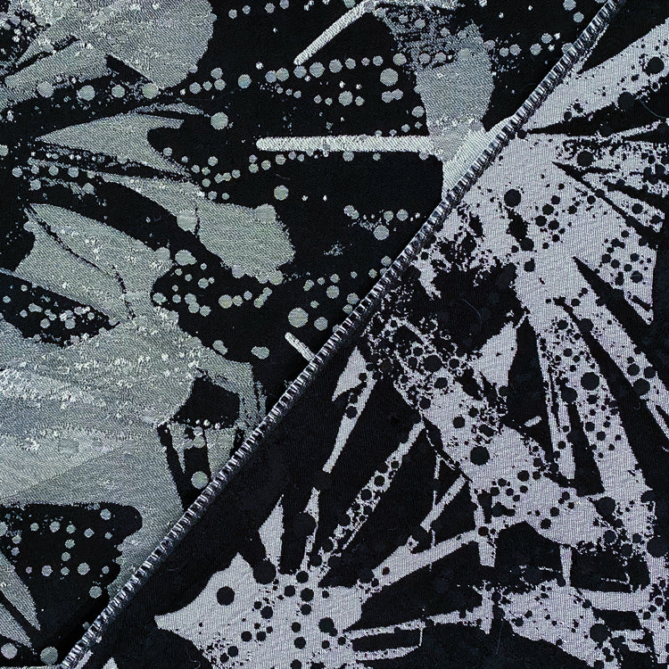 Abstract Feathers Poly/Cotton Jacquard - Black/Grey