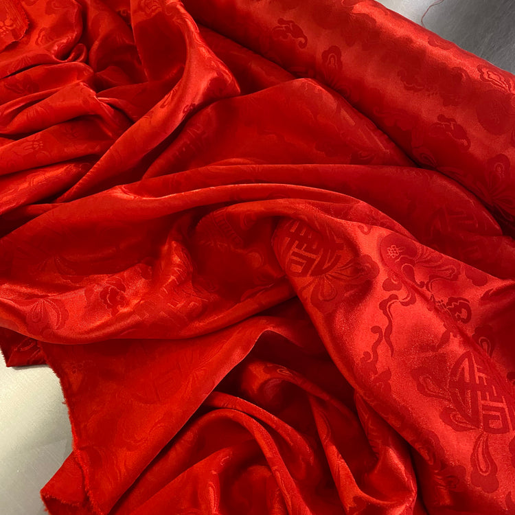 Feng Shui Satin Damask - Red