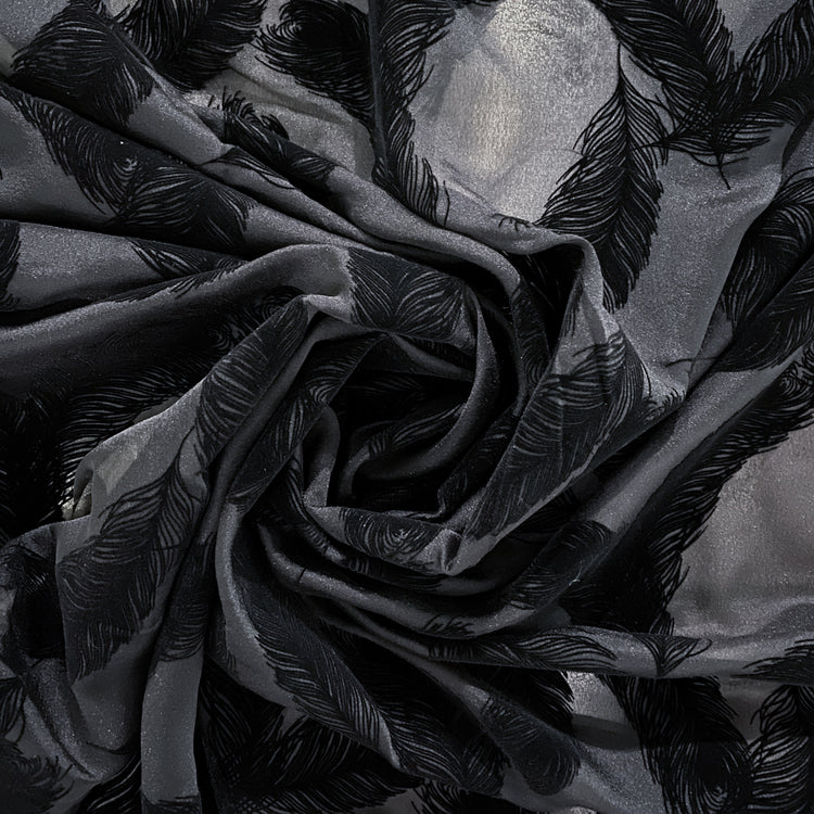Feather Devoré Burnout Chiffon - Black