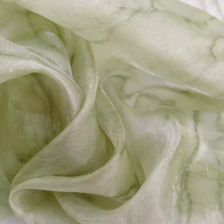 Marble Shimmer Organza - Pale Moss Green