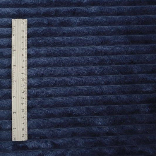Pelted Striped Faux Fur - Short Pile - Navy