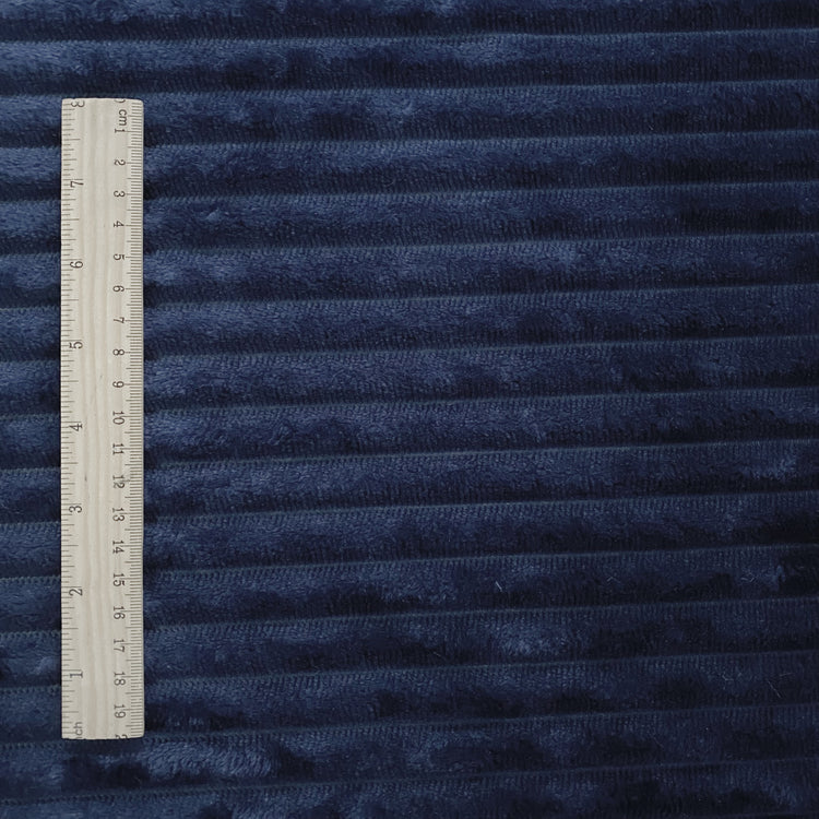 Pelted Striped Faux Fur - Short Pile - Navy