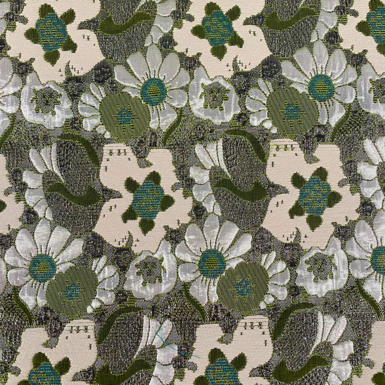 Floral Pop Nouveau Cotton/Poly Brocade - Ivory/Olive