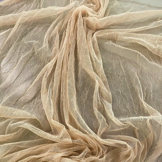 Creased Mesh Knit - Weft Stretch - Beige