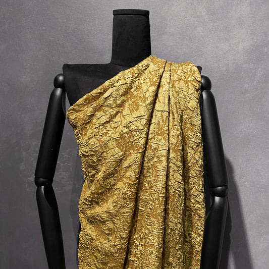 Crinkle Textured Cloqué - Citrine / Dark Goldenrod