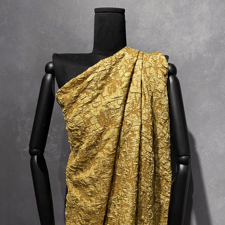 Crinkle Textured Cloqué - Citrine / Dark Goldenrod