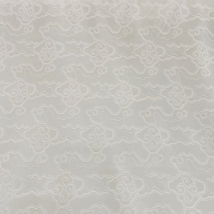 Eastern Clouds Silk Blend Satin Damask - White
