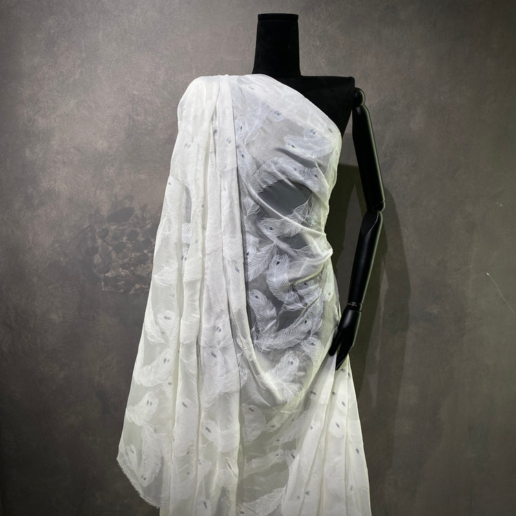 Feather Devoré Burnout Chiffon - White
