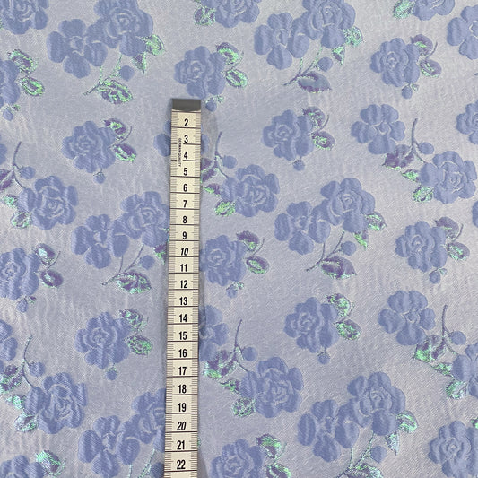 Floral Vine Poly/Lurex/Nylon Brocade - Powder Blue/Mint