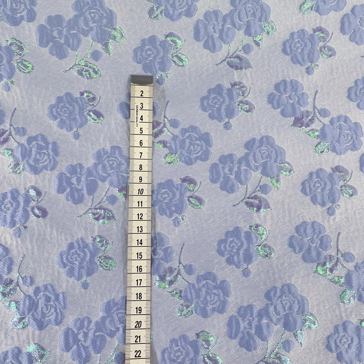 Floral Vine Poly/Lurex/Nylon Brocade - Powder Blue/Mint