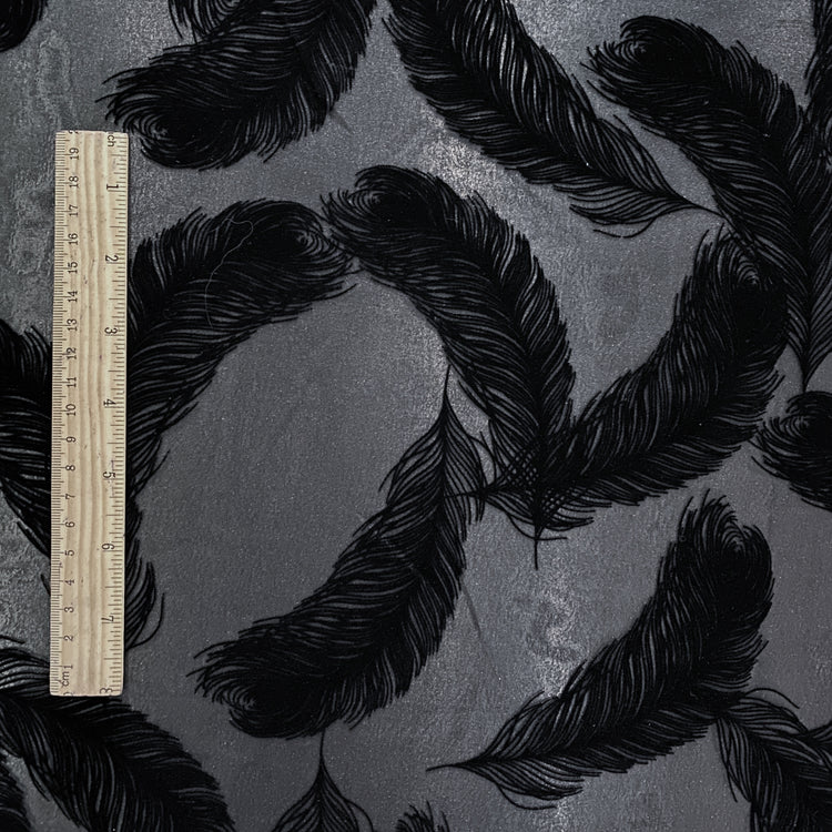 Feather Devoré Burnout Chiffon - Black