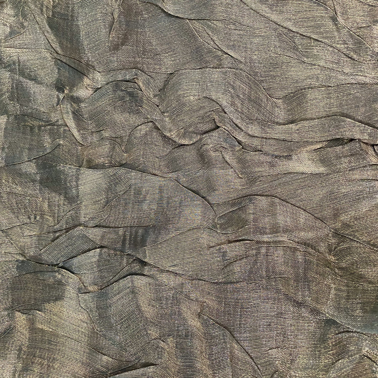 Bonded Sheer Foiled Creased Chiffon - Gold/Black