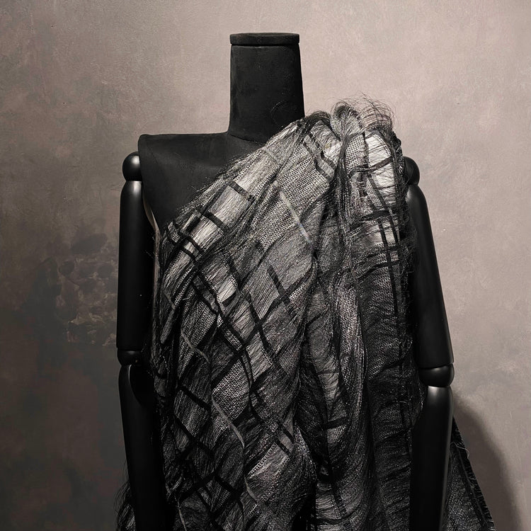 Long Yarn Float Glen Plaid Dobby - Black / Grey