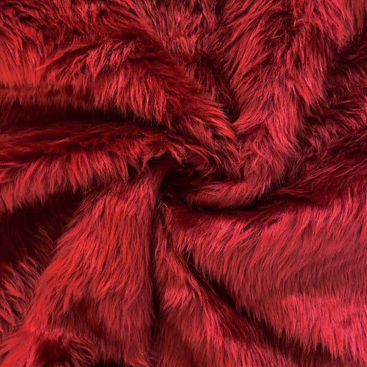 Faux Mink Fur - Medium Pile - Crimson