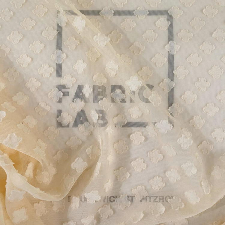 Floral Appliqué Chiffon - Antique White