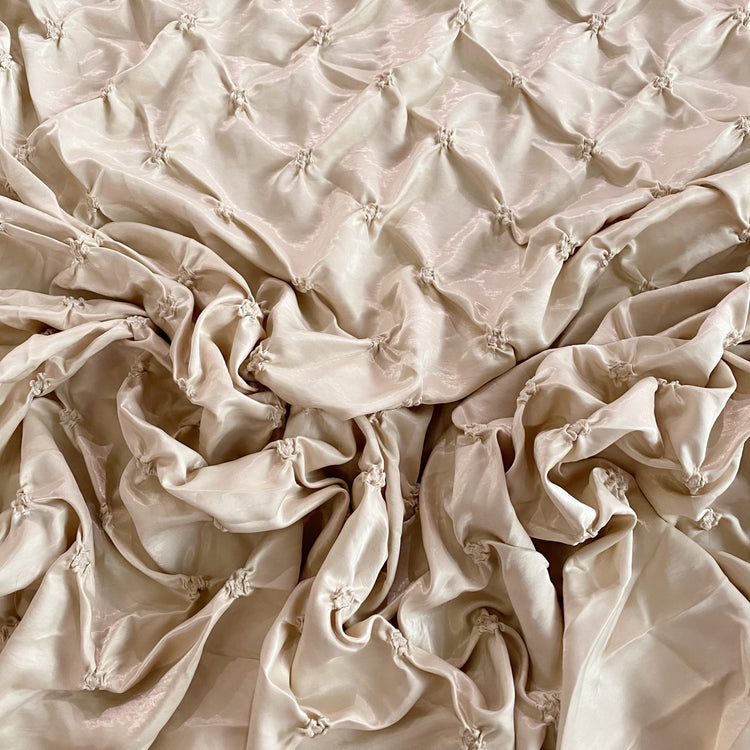 Diamond Smocked Glossy Finish Satin - Cornsilk