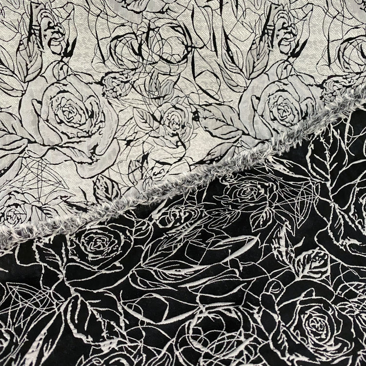 Raised Rose Garden Jacquard - Smoke Grey/Black