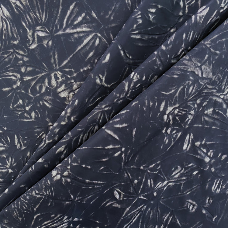 Burnished Bonded Cloqué Taffeta - Navy/Silver