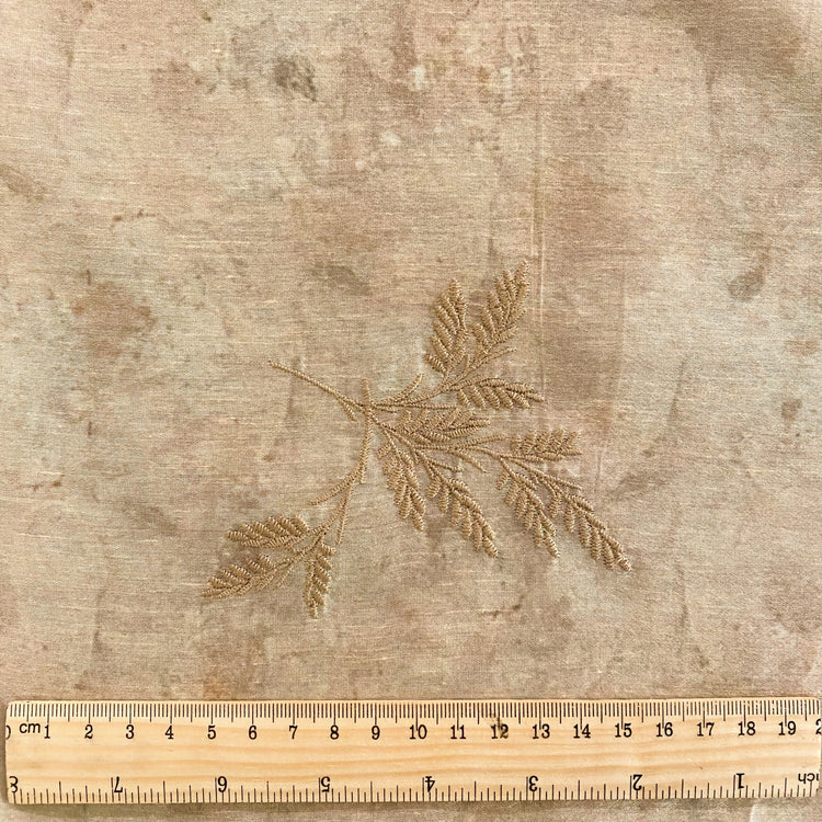 Embroidered Botanical Silk Cotton Voile - Moccasin