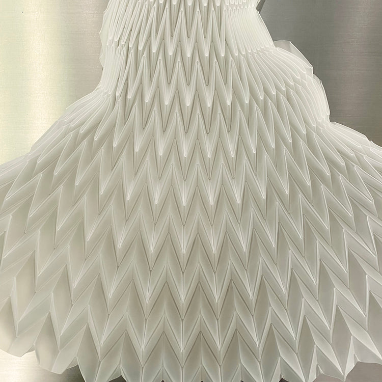 Chevron Pleated Translucent PVC - White