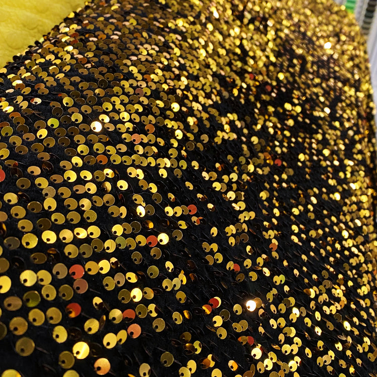 Sequinned Velour - Black/Gold