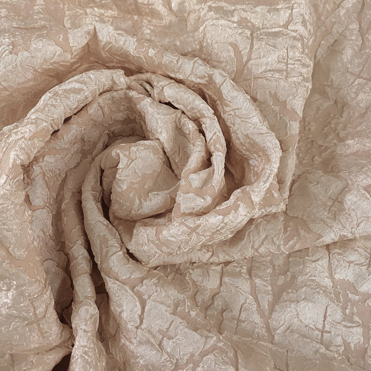 Crinkle Textured Cloqué - Tan Brown