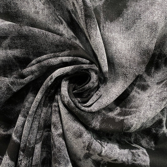 Tie-Dye Screen Print Denim - Black / White