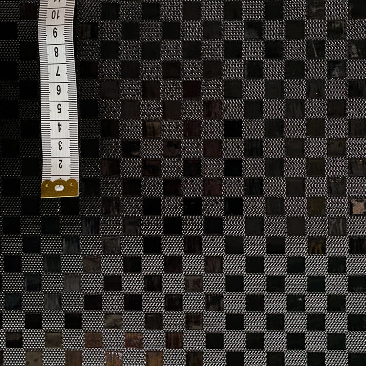 Patent Checkerboard Faux Leather - Black
