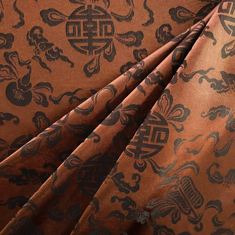 Feng Shui Satin Jacquard - Burnt Umber / Dark Brown