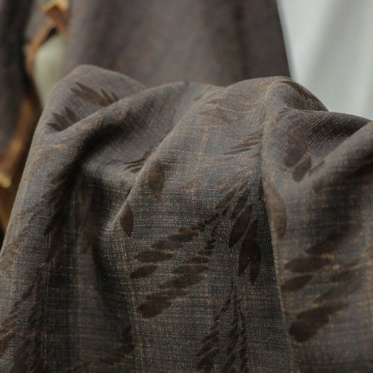 Leaf Spray Chambray Damask - Dark Saddle Brown