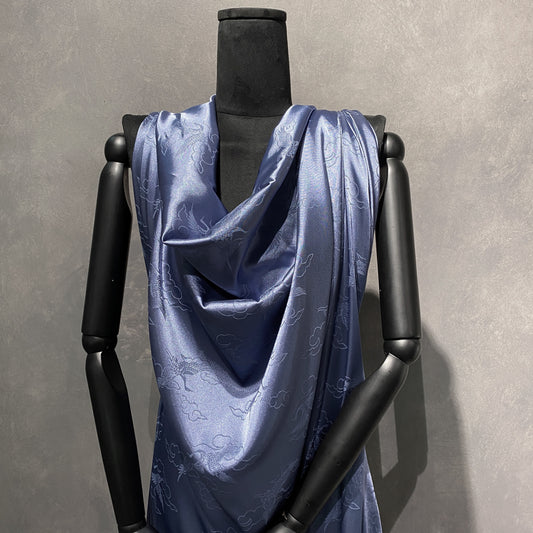 Gentle Clouds Satin Damask - Light Steel Blue