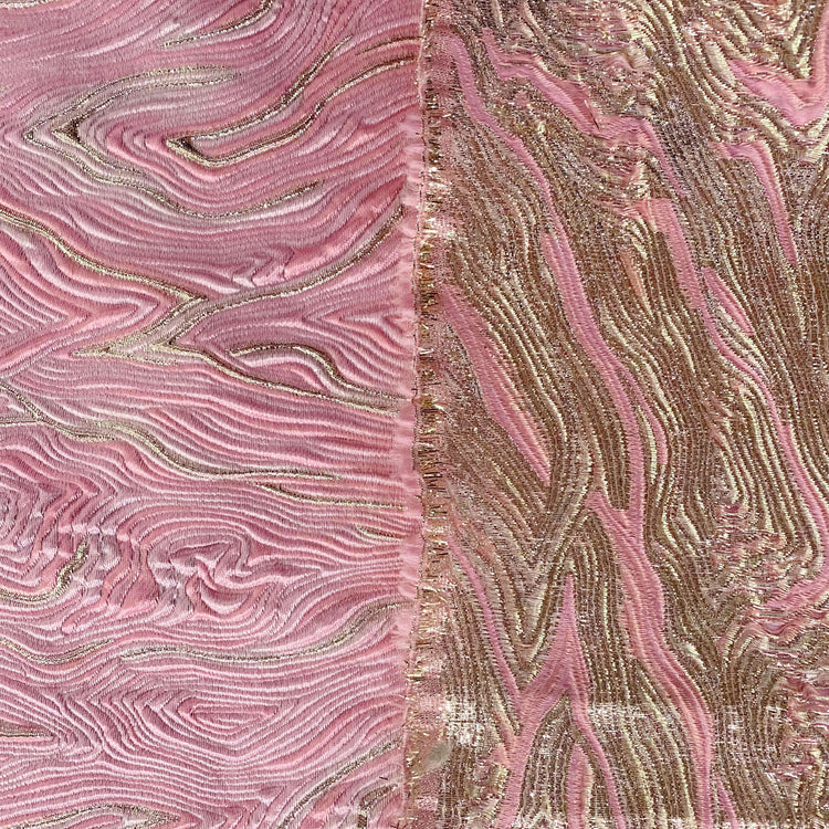 Contour Wave Brocade - Pink/Silver Metallic