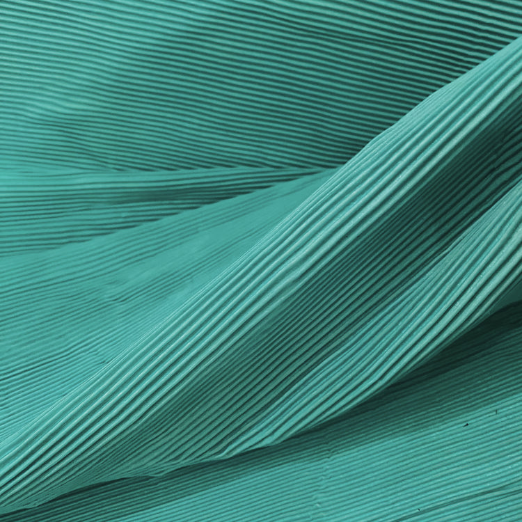 (Remnant) Accordion-Pleated Taffeta - Mid-Turquoise - 1.90m