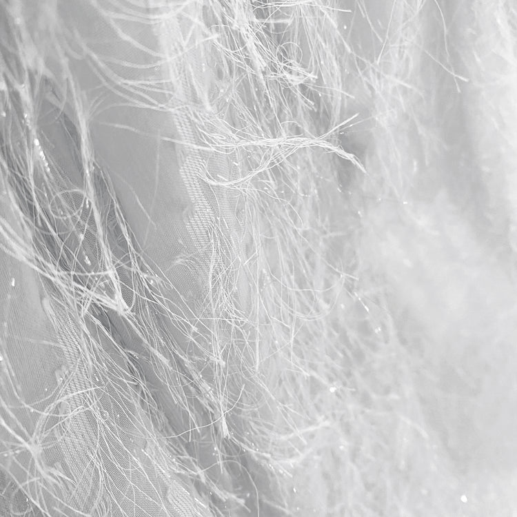 Fringe Striped Sheer Gauze - White