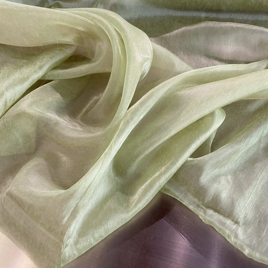 Bleach Spot Shimmer Organza - Pale Moss Green