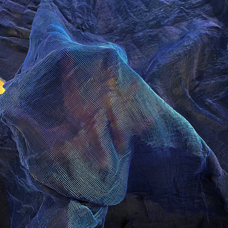 Plisse Shot Organza - Ultramarine / Black
