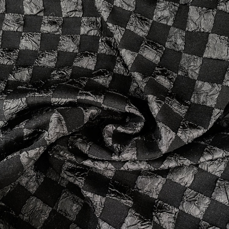 Stretch Checkered Double Weave - Black
