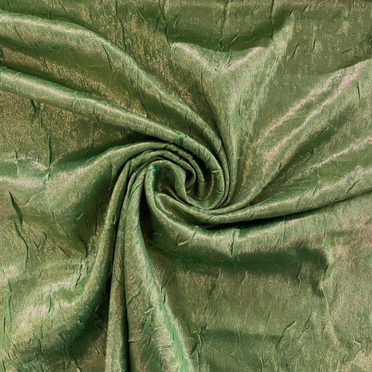 Creased Metallic Speckled Charmeuse - Lime Green / Gold